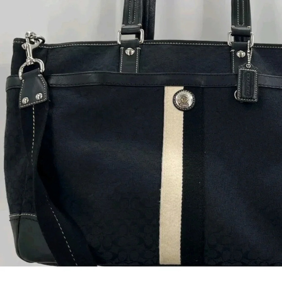 AUTHENTIC Coach voyager duffle bag x large travel signature C jacquard - Picture 7 of 8